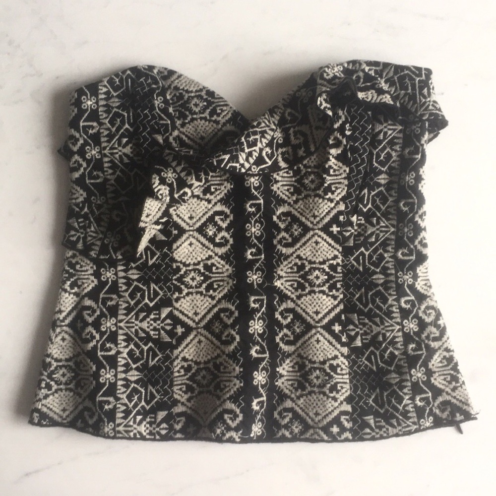 Anna Sui Anthropologie Ruffled Patterned Corset